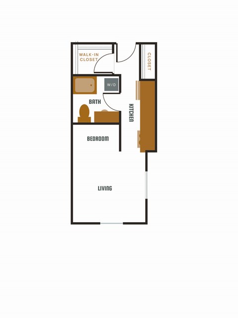 Floor plan for studio, 1 bath, 556 sqft